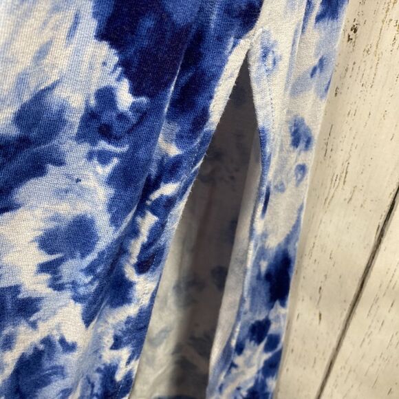 Lulus Blue Tie Dye Slit Maxi Dress S Boho Beachwear Resort Surf Girl Coastal - Picture 11 of 16